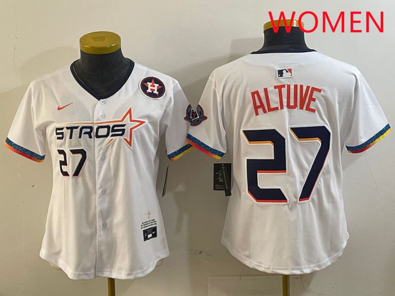 Women Houston Astros #27 Altuve White Fourth generation Joint Name 2025 Nike MLB Jersey style 10->women mlb jersey->Women Jersey
